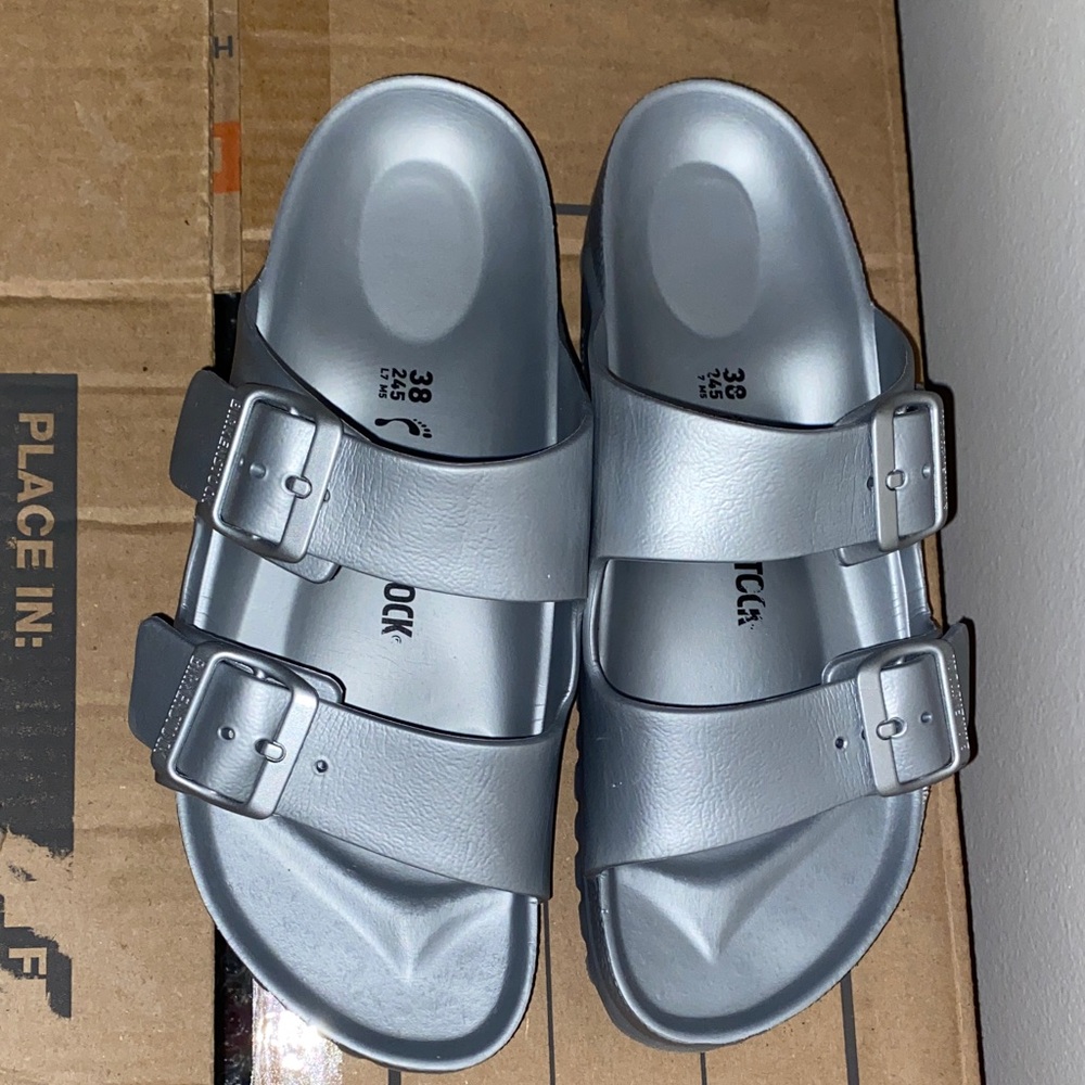 Birkenstock Silver Arizona Eva Sandals - Picture 3 of 4